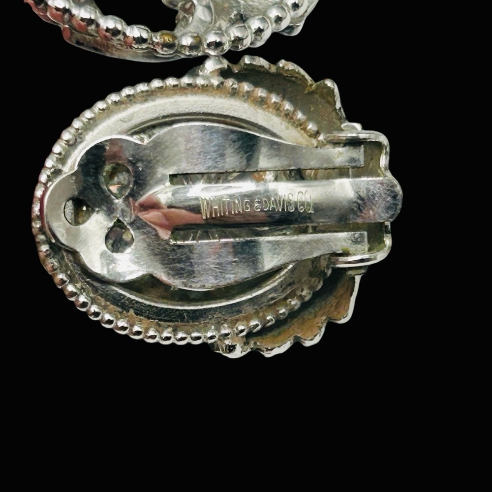 Vintage Whiting Davis Vitrail Glass Necklace Earring Set Original Box - Picture 8 of 12